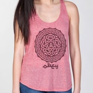 Obey Women's Pink Graphic Tank Top